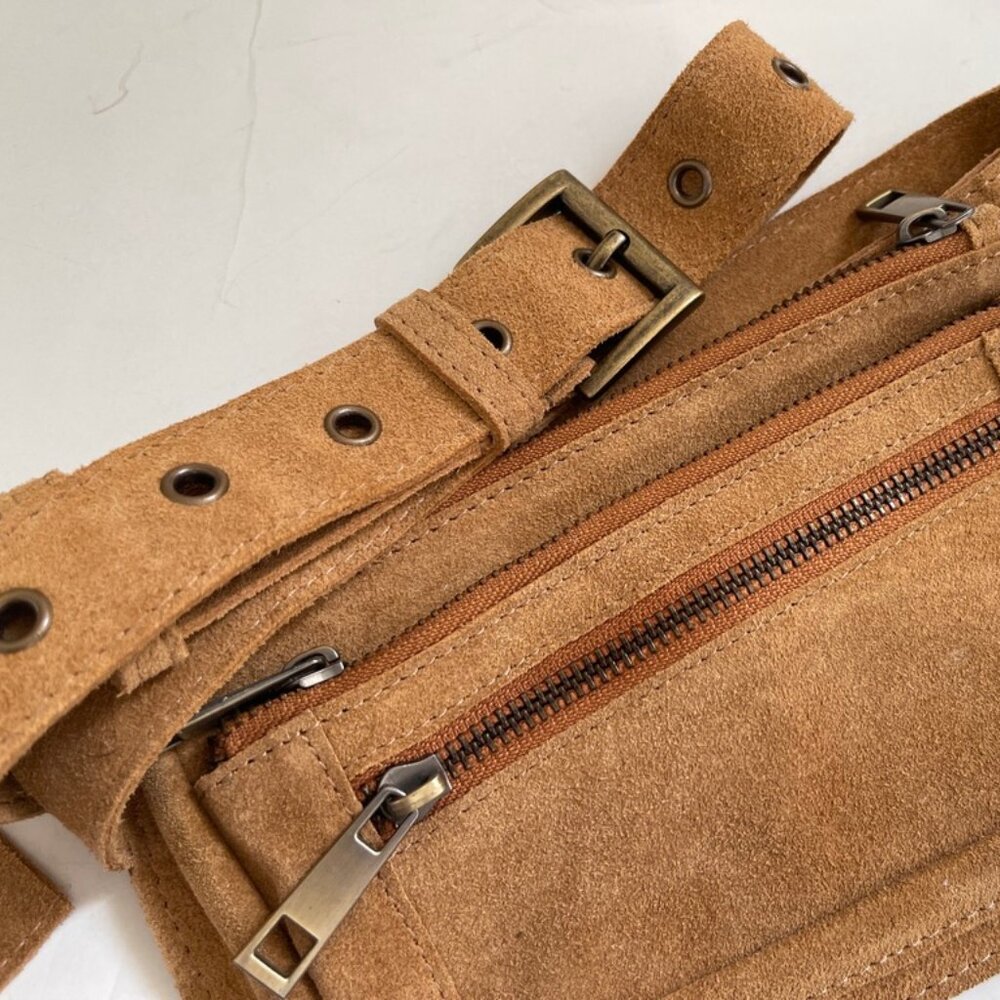 FREE PEOPLE "Avalon" Suede Leather Swing Bag in Caramel is New w/o Tags! - Picture 5 of 13